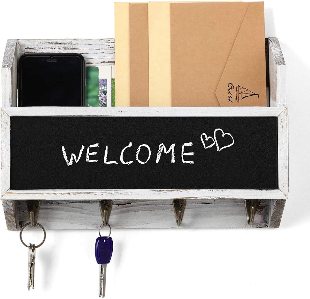 NEX™ Wall Mount Mail & Key Holder Organizer with Chalkboard Surface